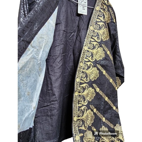 Rija Import Fashions NEW Embroidered Jacket Black OS Pakistan Boho Ethnic - Picture 4 of 8